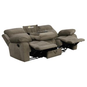this modern motion sofa is the epitome of comfort. Warm and plush