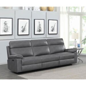 Make a modern addition to your living space with this dual power sofa. The color of this piece is beautifully enhanced with contrasting stitching. Find comfort in the chic and soft leatherette fabric. The cushioning is enhanced with Certi-Pur certified foam for relaxing movie nights. Made to blend with your existing decor