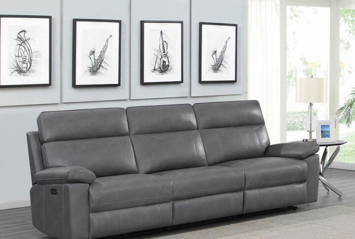 Make a modern addition to your living space with this dual power sofa. The color of this piece is beautifully enhanced with contrasting stitching. Find comfort in the chic and soft leatherette fabric. The cushioning is enhanced with Certi-Pur certified foam for relaxing movie nights. Made to blend with your existing decor