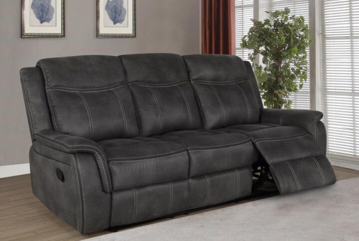Take a seat in this exceptionally comfortable motion sofa. Enjoy the comfort and softness of the performance-coated microfiber upholstery