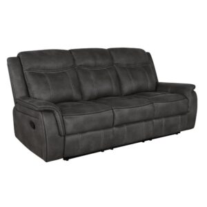 coming in neutral color options to easily blend with your home decor. Tufting on the cushions along with cool gel memory seating ensures total coziness for yourself and guests. Easily recline in style by pulling the manual reclining level on each side of the sofa. Once you have this motion sofa in your space