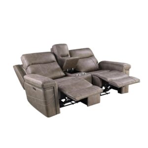 creating custom personal relaxation. The quality performance micro denier gives the look of genuine leather with characteristic nailhead trim upholstery. Keep drinks and snacks handy with the center console