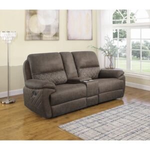 Your living space will always look polished and clean with this modern motion loveseat. A right and left-facing loveseat with foam cushioning combine to create a reclining seating space