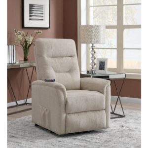 charge smart devices with the built-in USB port. This recliner chair is upholstered in a soft microfiber fabric.