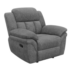 this glider recliner is the perfect addition to a casual living room or man cave. As a manual recliner