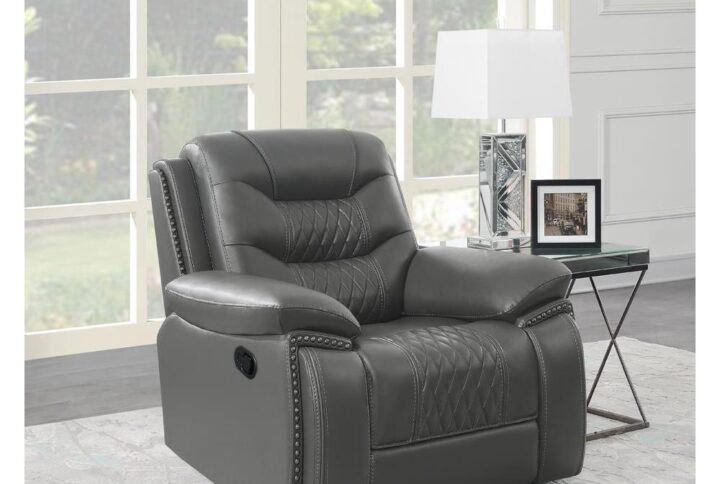 This casual manual recliner is wrapped entirely in a smooth