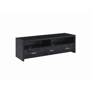this TV console is a stylish choice. Exquisitely crafted from black oak
