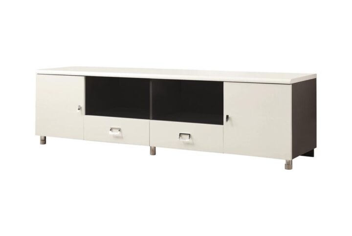 Update any modern living space with stylish appeal. This stunning TV console exudes class