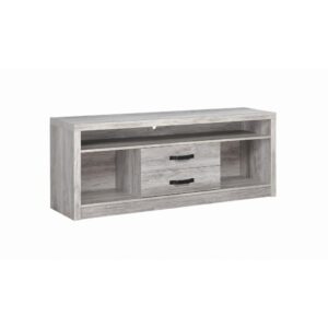 airy styling invigorates a modern space. Keep an entertaining space contemporary and useful with this TV console. Linear design features a slender open top shelf