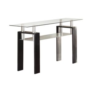 this sleek sofa table is a stunning style upgrade to any living space. Its beautiful