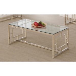 this coffee table shines with stunning sophistication. Its eye-catching frame features bold