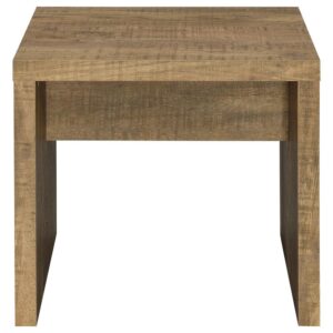 Modern simplicity meets rustic in a charming farmhouse end table. Robust design features rich