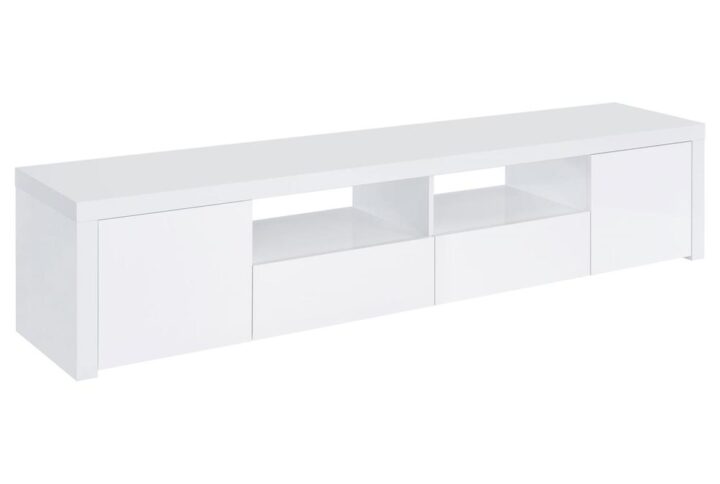 Modern low-slung design highlights a contemporary media console. Perfect for a modern television