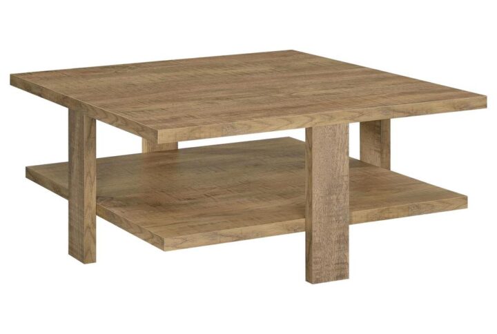 Make a change in your casual space with a coffee table reflecting a perfect blend of structure and nature. Built of wood products and given a mango finish