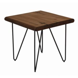 this beautiful mid-century modern-inspired end table features open hairpin legs. Great for adding a retro feel to a living room