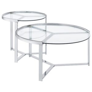 this casual nesting coffee table set is bright