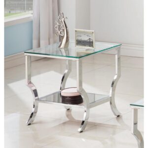 Radiate glamour through a chic living room with this stunning chrome end table. In a reflective finish