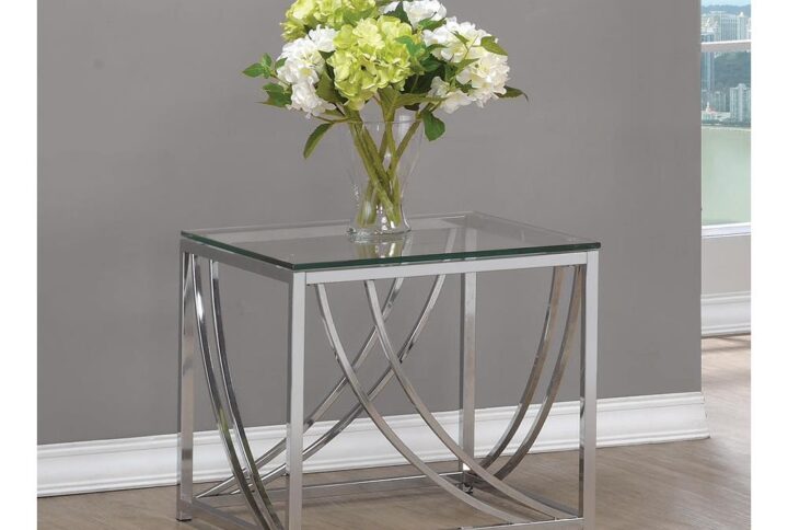 Add luxury to a sitting area with this sleek and stunning end table. Featuring a glass table top