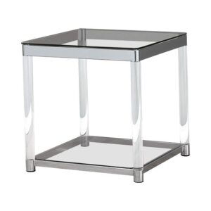 this glamorous end table completes a stylish contemporary space. Sleek and rounded
