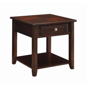 this classic wood end table is full of clean lines. With smooth edges