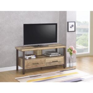 This handsome wood TV console looks great in an entertainment room or home bar. Right at four feet wide