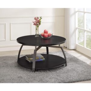 Spark a conversation with this contemporary coffee table in the center of your space. A lovely dark grey finish makes this piece ready to blend with your decor will adding stylish appeal. Supported on a dramatically angled base