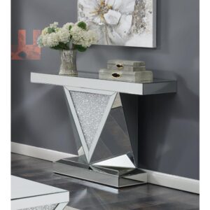 Put your posh sense of style on full display. The contemporary frame of this sleek sofa table is accentuated by a gorgeous