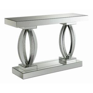 silver sofa table adds a decorative accent to any home. Its sleek