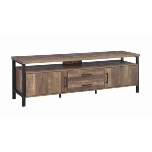 textured accent. The console's MDF construction offers lightweight durability. Its two side doors and two drawers allow for a multitude of storage options. The stacked console top creates interesting architectural detail