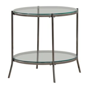 this contemporary end table exudes a confident modern flair in its simplistic shape and style. Featuring a round shape