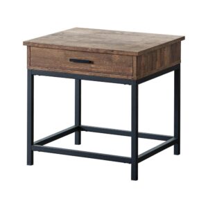 this storage end table brings stylish flair to your space. A single drawer can easily conceal small items such as remotes and reading materials. Use this piece next to your favorite armchair for its stylish silhouette and storage options.