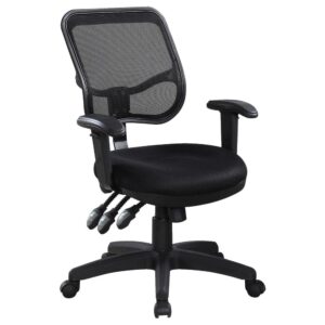 and this office chair fills the void. Stylish mesh on its seat back offers breathability to avoid moisture and mold. Sit comfortably on a molded seat and take advantage of multiple adjustability features. A spoke base with caster wheels ensures optimal mobility throughout the work day.