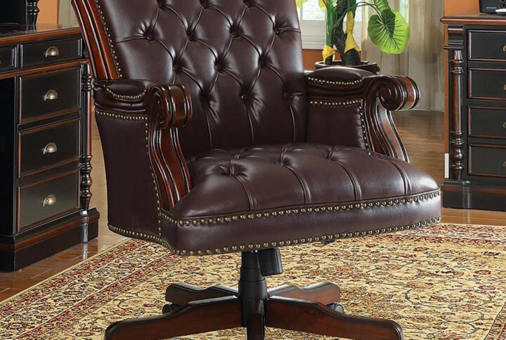 Supreme elegance makes a home or business office a royal setting. This delectable office chair is built for pleasure and style