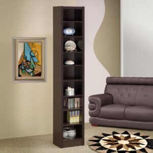 Accentuate a bedroom or living room with a bold yet simple design. This nine-tier enclosed bookcase is the perfect combination of sturdiness and style. It's made of MDF