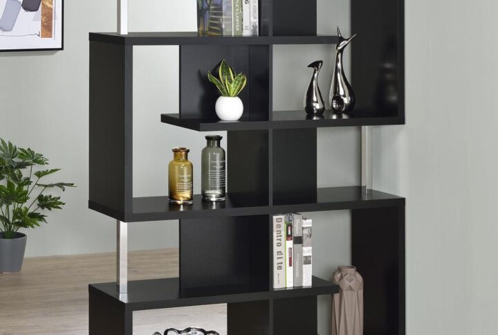 Accentuate an office or living room with style and pizzazz. This double bookcase boasts five tiers of multi-level shelves