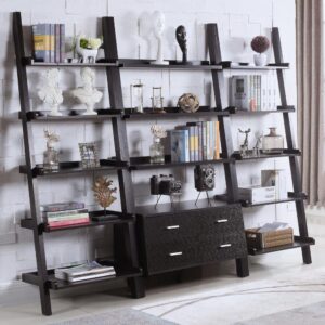 Elevate the style workspace with three-ladder style bookcases. Coming as a set