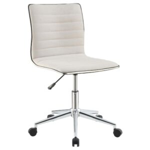 and fit for a modern space. This office chair delivers a fun mix of contemporary and mid-century inspired design. Gentle curves on its one-piece seat base provide ideal seating comfort. Upholstered in white fabric