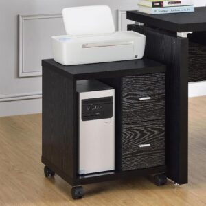 Complete your computer desk with the simple sensibility of this two-drawer CPU stand. Available in black and brown