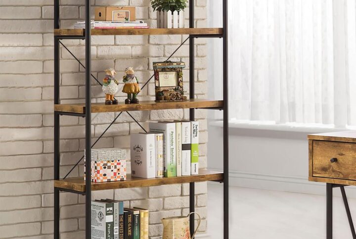 Keep important books handy with this eye-catching bookcase. Styled in an industrial motif