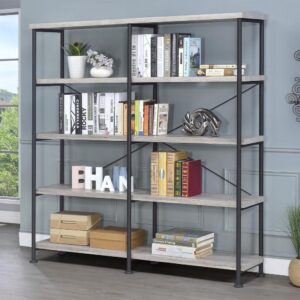 Embrace a traditional look with contemporary upgrades. Choose this bookcase to organize accents and books in a transitional space. Minimalist styling reflects a classic dynamic reflecting a hint of industrial aesthetics. Find plenty of room on four side shelves to display books and decor. Select from finishes that suit your space.