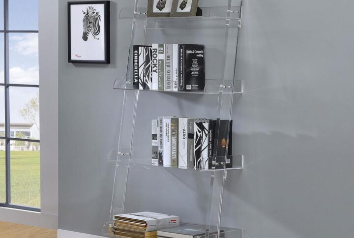 Try something new in a contemporary space. Clean and bright character resonates in this clear bookcase. Constructed from acrylic