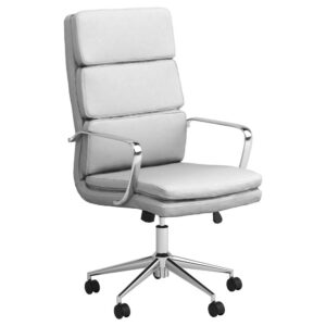 with armrests for added stability. This height-adjustable office chair comes with casters for easy mobility. Available in your choice of leatherette upholstery colors to suit the look of your office.
