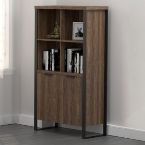 Declare your eclectic style or knowledge base with this bookcase from the Pattinson collection. Four (4) shelves allow for easy showcasing of books or other display pieces. Modern industrial design adds form