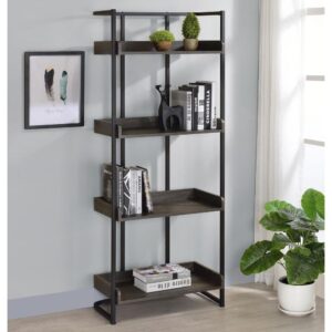 A steel bookcase is bound to steal your heart with its stylish appearance. Four roomy shelves allow for displaying your favorite novels. With its open back design