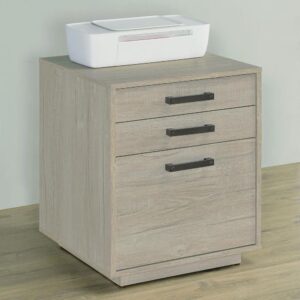Free up desk space with this contemporary file cabinet