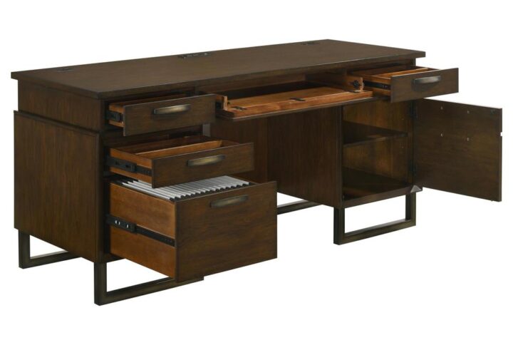 Expand the functional workspace of your home office with a charming multi-functional credenza desk. Stylishly designed