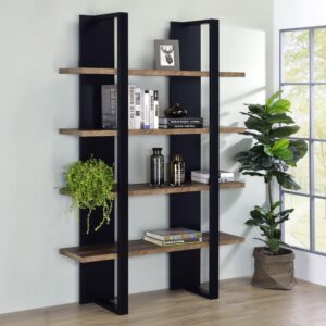 Clean lines and a floating style elevate this contemporary bookcase into a truly stylish furniture piece. With an elegant two-tone finish