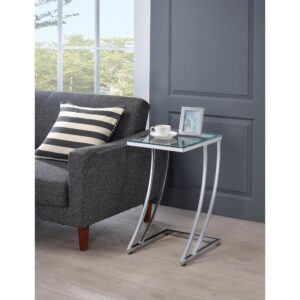 Marvel in the charm of eye-catching curves from this modern accent table. Featuring a tempered glass top