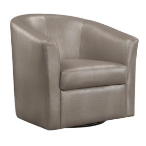 making this chair a fresh addition to a casual space. Swivel motion provides added convenience.