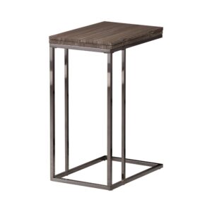 this modern snack table welcomes an aura of rustic charm. Featuring an expandable table top that folds open and closed